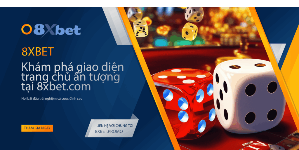 Giao diện trang chủ chính thức của 8xbet.com với thiết kế hiện đại, chuyên nghiệp và thân thiện người dùng.
