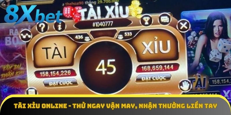 Bàn chơi Tài Xỉu online tại 8xbet với giao diện sinh động và người chơi đang đặt cược.